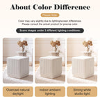 Homebeez Modern Square Ottoman, Vertical Channel Tufted Foot Stool Ottoman, Corduroy Velvet Upholstered Vanity Stool for Makeup, Bedroom, Living Room, Cream White