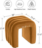ONEVOG Velvet Pouf Ottoman, Small Ottoman Foot Rest for Couch, 18 Inch Cute Vanity Chairs for Makeup, Living Room Decorative, Sturdy Frame, Upholstered Modern Footrest for Bedroom, Dorm, Cognac