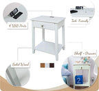 Casual Home Owl Night Stand with USB Port Charging Station and Drawer, 17.5"W x 14.25"D x 24.5"H, Warm Brown