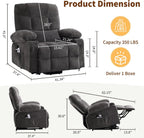 Power Lift Recliner Chair for Elderly with Massage and Heat, Comfortable Electric Power Reclining Chair with Side Pockets,2 Cup Holders and USB Charging Port for Living Room (Grey)