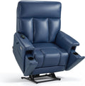 MCombo 500lbs Heavy Duty Lift Chair for Elderly, Extra Wide Dual Motor Power Lift Recliner with Hidden Cup Holders, USB Charging, Breathable Faux Leather R7777 (Blue)