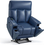 MCombo 500lbs Heavy Duty Lift Chair for Elderly, Extra Wide Dual Motor Power Lift Recliner with Hidden Cup Holders, USB Charging, Breathable Faux Leather R7777 (Blue)