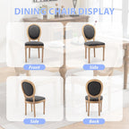 French Country Dining Chairs Set of 4, Upholstered Dining Room Chairs with Round Back, Solid Wood Legs, Oval Side Chairs for Kitchen,Bedroom,Dining Room,Restaurant(Dark Grey-Fabric)