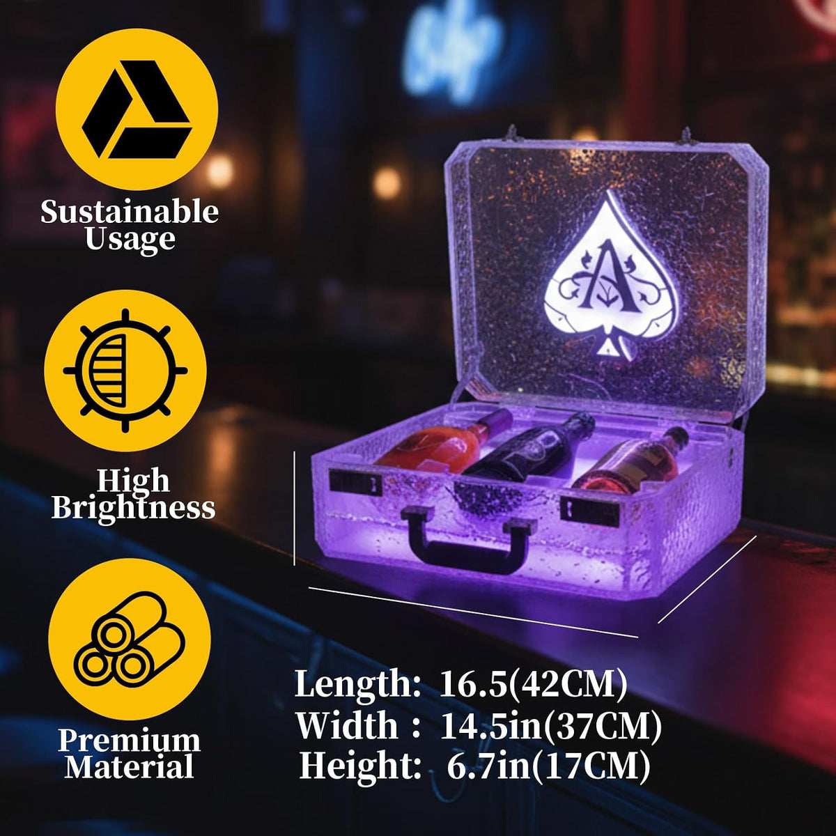 LED Wine Bottle Servicer Stand Champagne LED Display Box Rechargeable, Luminous Presenter for Nightclub, Bar, Party, Wedding, Tabletop Display（Capacity:3 Bottles 750ml）
