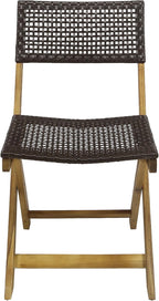 Wicker Patio Chairs Set of 2, Foldable Acacia Wood Outdoor Bistro Chairs with Woven Cane Seating for Garden, Backyard, or Balcony