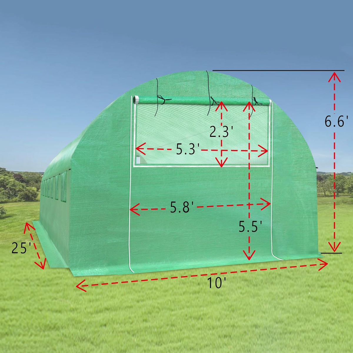 Strong Camel Replacement Greenhouse Cover for Walk in Greenhouse Frame Green House Top Cover (Frame NOT Included) (25 X 10 X 6.6ft)