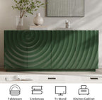 LKTART 59" Sideboard Buffet Cabinet with Storage, 4 Doors Modern Accent Storage Sideboard, Floor Cabinet Buffet with Spiral Grain for Kitchen, Living Room (Green)