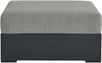 Modway Tahoe Aluminum Ottoman Gray with Weather-Resistant Cushion-Ideal as Outdoor Footstool, Patio or Sunroom Furniture