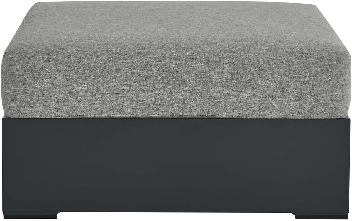 Modway Tahoe Aluminum Ottoman Gray with Weather-Resistant Cushion-Ideal as Outdoor Footstool, Patio or Sunroom Furniture