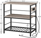 HOOBRO Kitchen Island with Storage, Kitchen Island Table with Power Outlet, 3 Tier Coffee Station and Microwave Stand, for Home, Dining Room, Greige and Black BG021ZD01