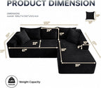108" Modular Sectional Cloud Couch for Living Room Deep Seat L Shapes Couch with Oversized Chaise Lounge, Comfy Memory Foam Flannel Fabric Sofa for Bedroom Apartment, No Assembly Required