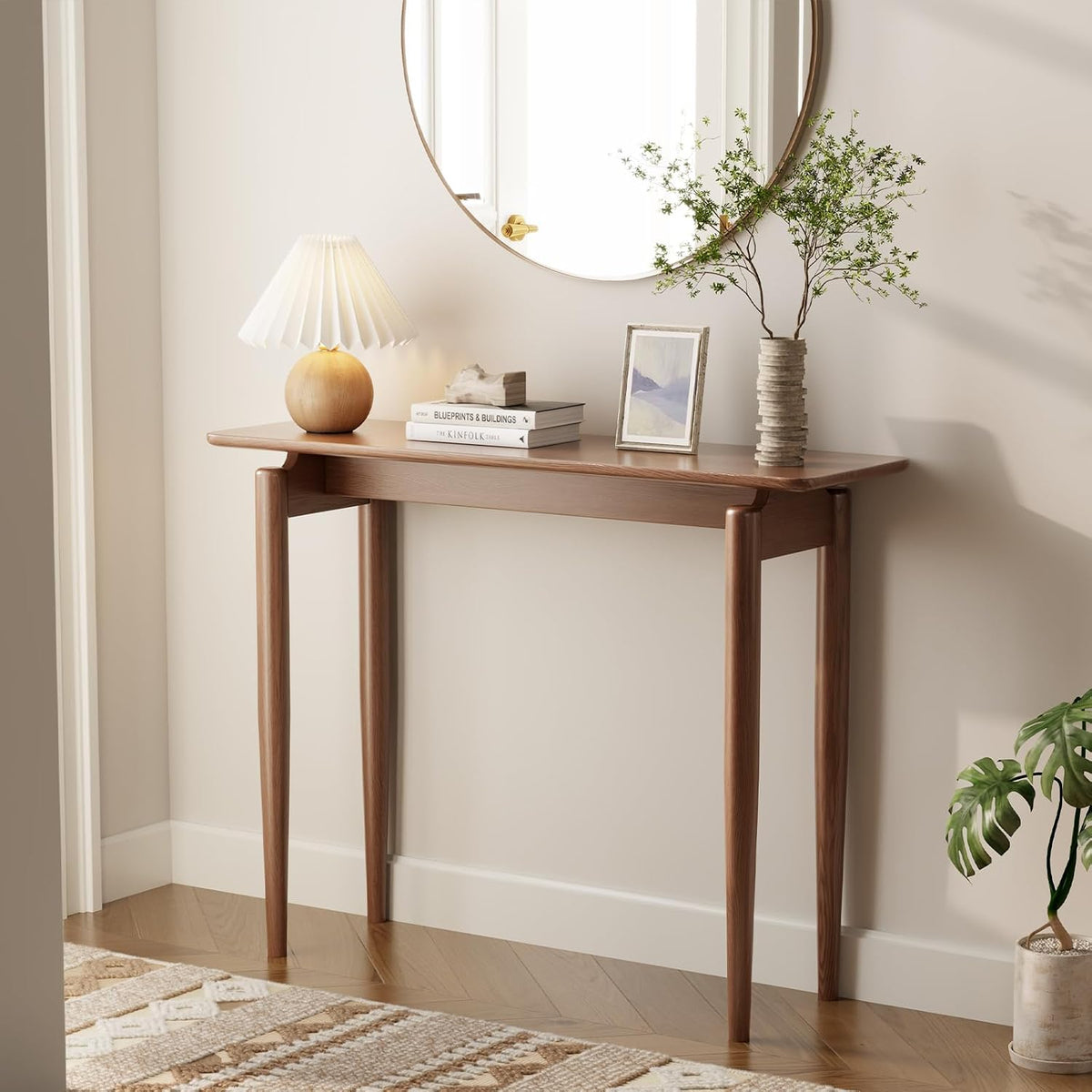 AQIMUELE Wood Console Table Walnut Entryway Table, Thin Console Table, Sofa Tables for Living Room (39.4'')