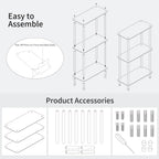 Clear Acrylic Narrow Side Table for Small Spaces, 15.75" L x 7.87" W x 26.7" H, 3 Tier Rectangle Slim End Table Nightstand, Small Mini Skinny Bedside Table for Bedroom, Bathroom, Living Room