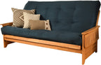 Kodiak Furniture Phoenix Queen Size Futon Set in Butternut Finish, Suede Navy