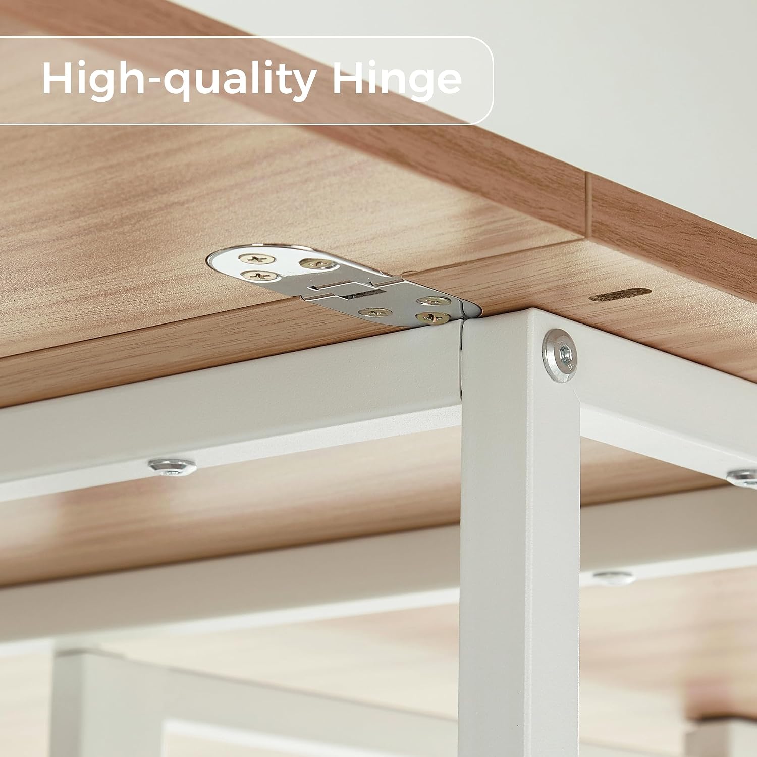 Mondeer Mobile Folding Dining Table, Drop Leaf Table with 2 Open Storage Shelves, Round Edged Design, Small Spaces Dining Room Kitchen (Oak and White) (55 inch)