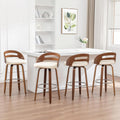 Swivel Bar Stools, 30 inch Mid Century Modern Bar Stools with Low Back | Solid Bentwood Frame, Walnut Finish, Wooden Legs, Faux Leather Upholstered Seat, Bar Chairs for Bar, Cafe, Pub, Restaurant