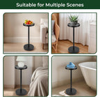 Solid Wood Pedestal Side Table Black Color, Drink Pedestal, End Corner Table Small Round Martini Table