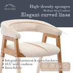 BESTANO Dining Chairs Set of 6, Modern Farmhouse Beige Linen Upholstered Kitchen Chairs with Arms, Solid Wood Legs, Elegant Padded Side Chairs for Home Dining Room