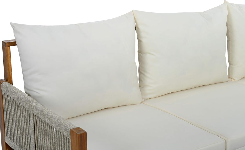 Outdoor Daybed Patio Sofa Bed 3 Seat Sunbed,Sleeper Couch for Patio, Backyard, Pool (Beige/3)