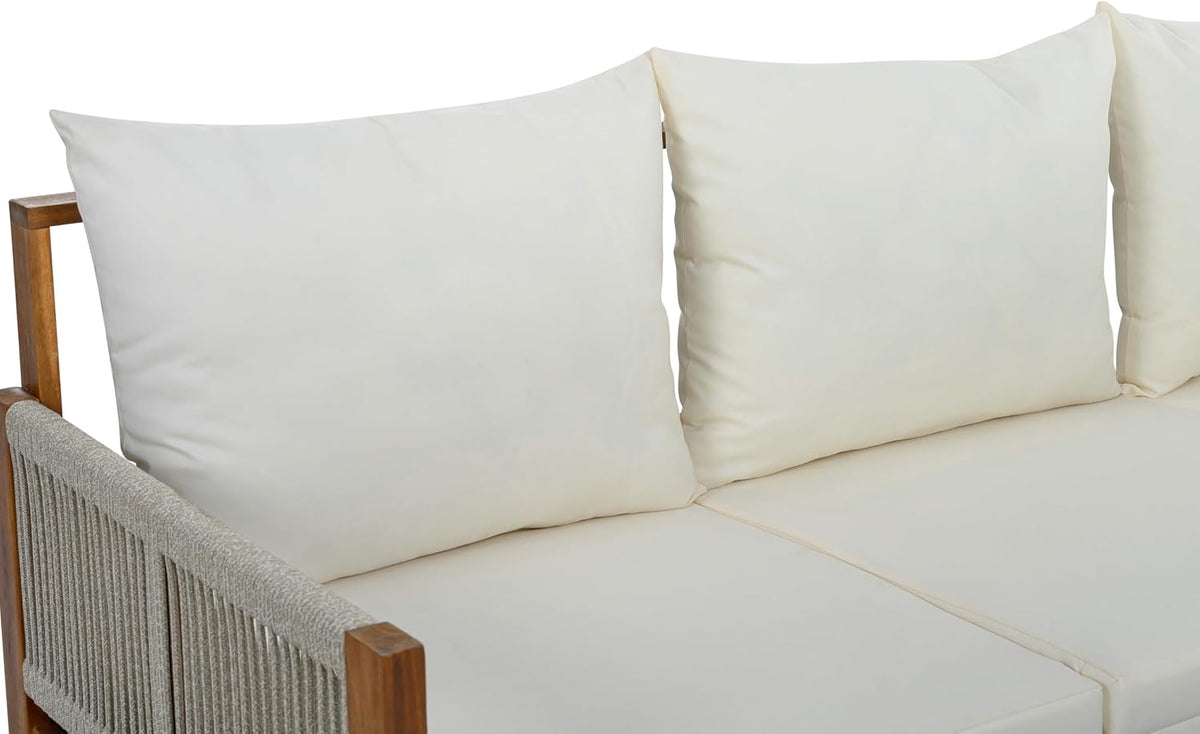 Outdoor Daybed Patio Sofa Bed 3 Seat Sunbed,Sleeper Couch for Patio, Backyard, Pool (Beige/3)