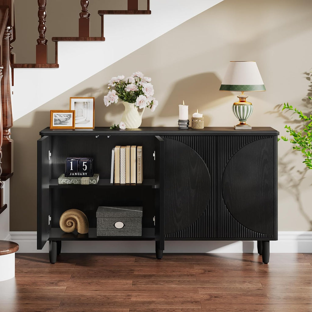 Tribesigns Buffet Cabinet Sideboard with Storage, Modern Storage Cabinet Sideboard Buffet Table with Doors for Living Room Kitchen Dining Room (Black)