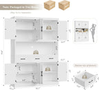 HITHOS 55“W Kitchen Pantry Cabinet, 76" Tall Hutch Storage Cabinet, White | Large Kitchen Pantry Storage Cabinet with Countertop, Modern Kitchen Hutch, Wood Coffee Bar with Drawers for Dining Room