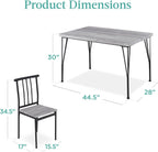 Best Choice Products 5-Piece Metal and Wood Indoor Modern Rectangular Dining Table Furniture Set for Kitchen, Dining Room, Dinette, Breakfast Nook w/ 4 Chairs - Gray