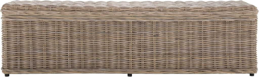 SAFAVIEH Furniture - Caius Rattan Trunk - Grey - Rattan - Coastal Woven Design - Ideal for Living Room, Entryway, Bedroom, 63" W x 18.1" D x 18.7" H - Fully Assembled (SEA7017A)