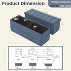 Giantex 43 Inches Folding Storage Ottoman Bench, Upholstered Storage Chest with Side Pocket, Divider, End of Bed Bench, Collapsible Ottoman Foot Rest for Living Room, Bedroom & Entryway (Navy)