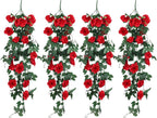 RECUTMS Hanging Rose Flowers Artificial Vine PlantsFlower Garland for Home Room Garden Wedding Indoor Outdoor Decoration (Red)