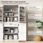 72" Kitchen Pantry Storage Cabinet with Doors and Shelves, Wood Farmhouse Pantry Storage with Barn Doors for Kitchen, Dining Room, Living Room