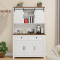 Vabches 67.7 Inch Farmhouse Pantry Storage Cabinet with Sliding Barn Doors, 2 Drawer Farmhouse Coffee Cabinet with Adjustable Shelf, Side Board with Buffet Cupboard for Kitchen, Livingroom, White