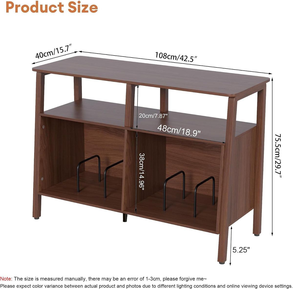 Mxtxmy Large Record Player Stand,with Open Storage Holds up to 300 Albums | Mid Century Turntable Stand Table,Vinyl Record Storage Display Shelf for Living Room Bedroom,Walnut