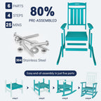 Plawdlik Oversized HDPE Outdoor Rocking Chair Set of 2, All-Weather, Aruba | Heavy Duty Patio Rockers with High Back, Extra Large & Extra Wide, Supports up to 380lbs, Perfect for Porch, Lawn, Garden