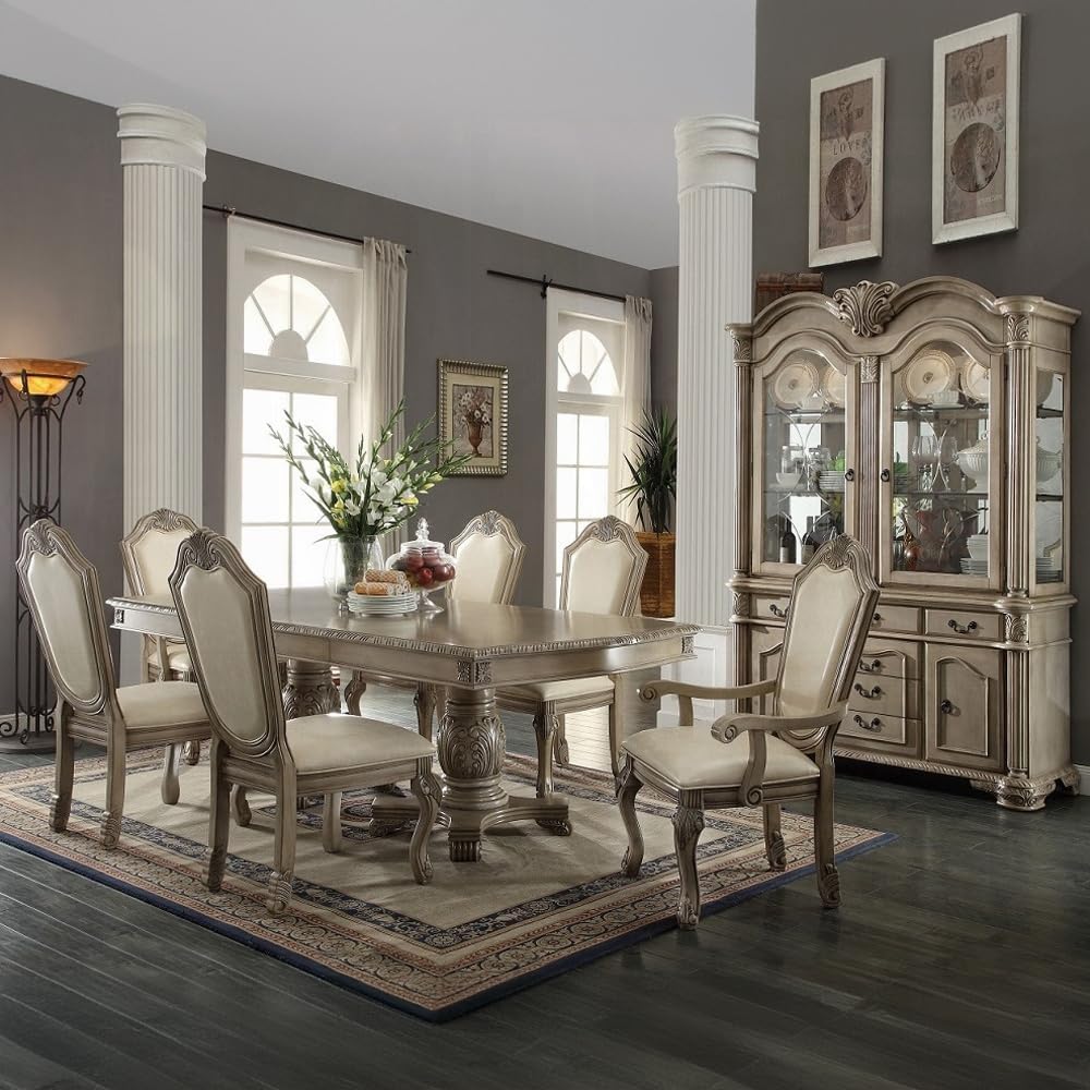 7-Piece Dining Set with Dining Extension Table, 4 Side Chairs and 2 Arm Chairs (C*)