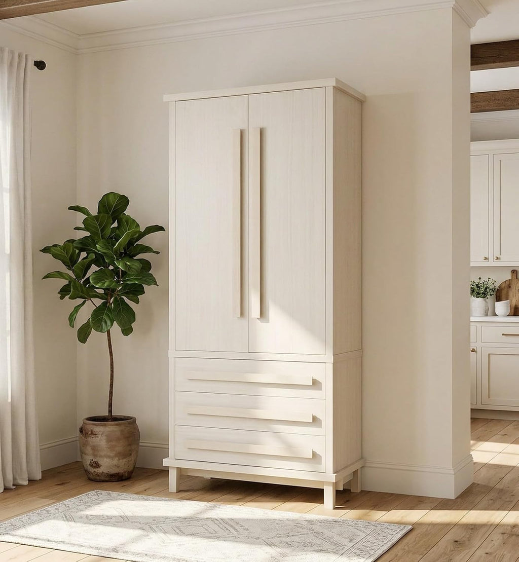 Christopher Knight Home Chenny 70''H Wooden Kitchen Pantry Cabinet, Storage Cabinet with Adjustable Shelves, 6 Door Internal Storage Compartments & 3 Drawers, Freestanding Cupboard Cabinet, White