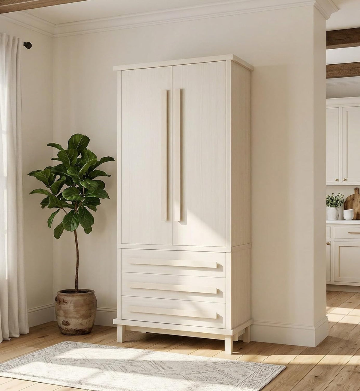 Christopher Knight Home Chenny 70''H Wooden Kitchen Pantry Cabinet, Storage Cabinet with Adjustable Shelves, 6 Door Internal Storage Compartments & 3 Drawers, Freestanding Cupboard Cabinet, White