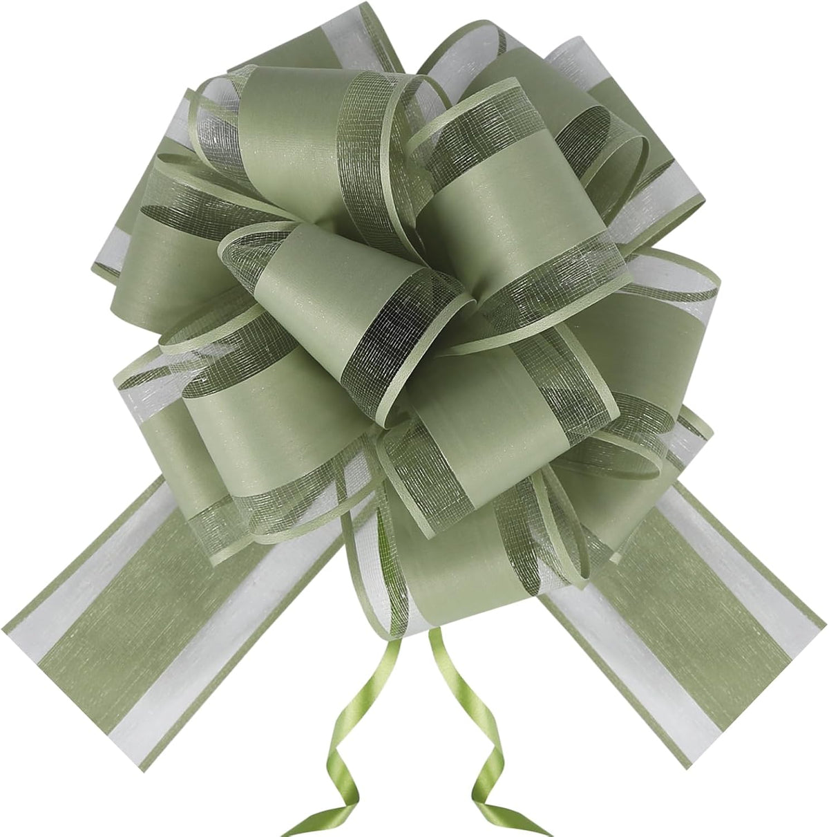 GURVOCY 6 PCS Sage Green Large Pull Bows for Gift Wrapping, Big Christmas Gift Bows for Presents, 6 Inch Ribbon Bow for Wedding Car Gift Baskets