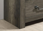 Rustic Gray 1pc Bedside Table Melamine Paper Wooden Nightstand Antique Brass Color Drop Handles,for Small Spaces