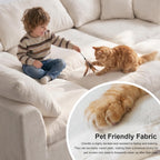 109" Cloud Couch Sectional for Living Room, Oversized Modular L Shaped Sofa with Ottoman, Deep Seat Chenille Sectional Couch, Convertible Sofa Bed for Ultimate Comfort(Lvory White)