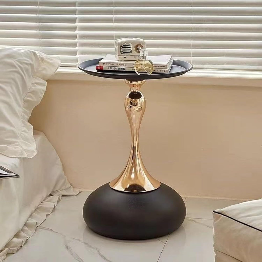 Coffee Table Living Room Metal Moving knickknacks Bedroom nightstand Sofa Side Several Balconies Round Table Italian-Style Telephone Table (Black)