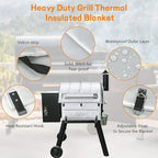 Insulation Blanket for Traeger Pro 22,Pro 575,Tailgater 20,Ironwood 650 and Lil' Tex Elite Wood Pellet Smoker Grill,BAC626 Pro 22/575 Insulation Blanket Grill Accessory for Winter Smoking,Silver