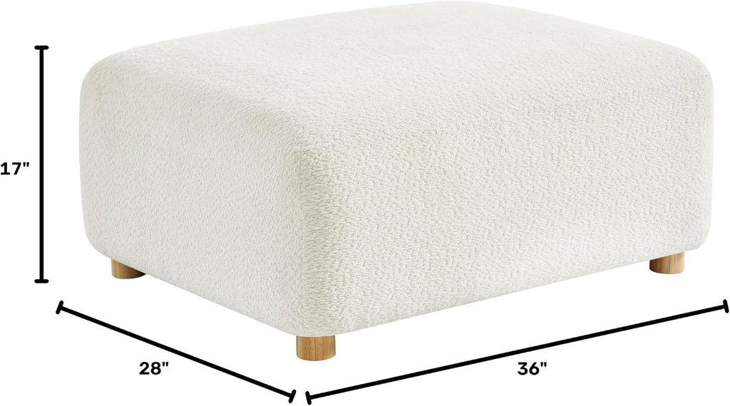 Modern Sherpa Boucle Ottoman, Comfy Modular Cloud Couch Ottoman, Apartment, Cream White