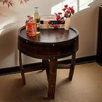 Farmhouse Whiskey Barrel End Table,Rustic Handcrafted Barrel Table,Solid Wood Round Coffee Tables,Oak Barrel Decor Furniture