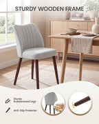 Upholstered Dining Chairs Set of 6, Farmhouse Fabric Kitchen Chairs with Solid Wood Legs, Modern Dining Room Chairs for Restaurant & Cafe, Light Grey