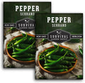 Mexican Serrano Pepper Seeds for Planting | Fresh Hot Chili & Green Hot Pepper Seeds – Heirloom Non-GMO Variety for Sauce, Salsa & Pickling – Survival Garden Seeds (2 Packs)