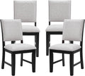 chairus Farmhouse Dining Chairs Set of 4, Upholstered Armless Dining Room Chairs with Stuffed Back and Cushion Wooden Kitchen Chairs for Dining Table/Restaurant/Reception, Linen Grey/Black Leg