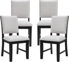 chairus Farmhouse Dining Chairs Set of 4, Upholstered Armless Dining Room Chairs with Stuffed Back and Cushion Wooden Kitchen Chairs for Dining Table/Restaurant/Reception, Linen Grey/Black Leg