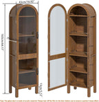 Lxsxlome 64'' Arched Display Cabinet with Acrylic Glass Doors, Walnut