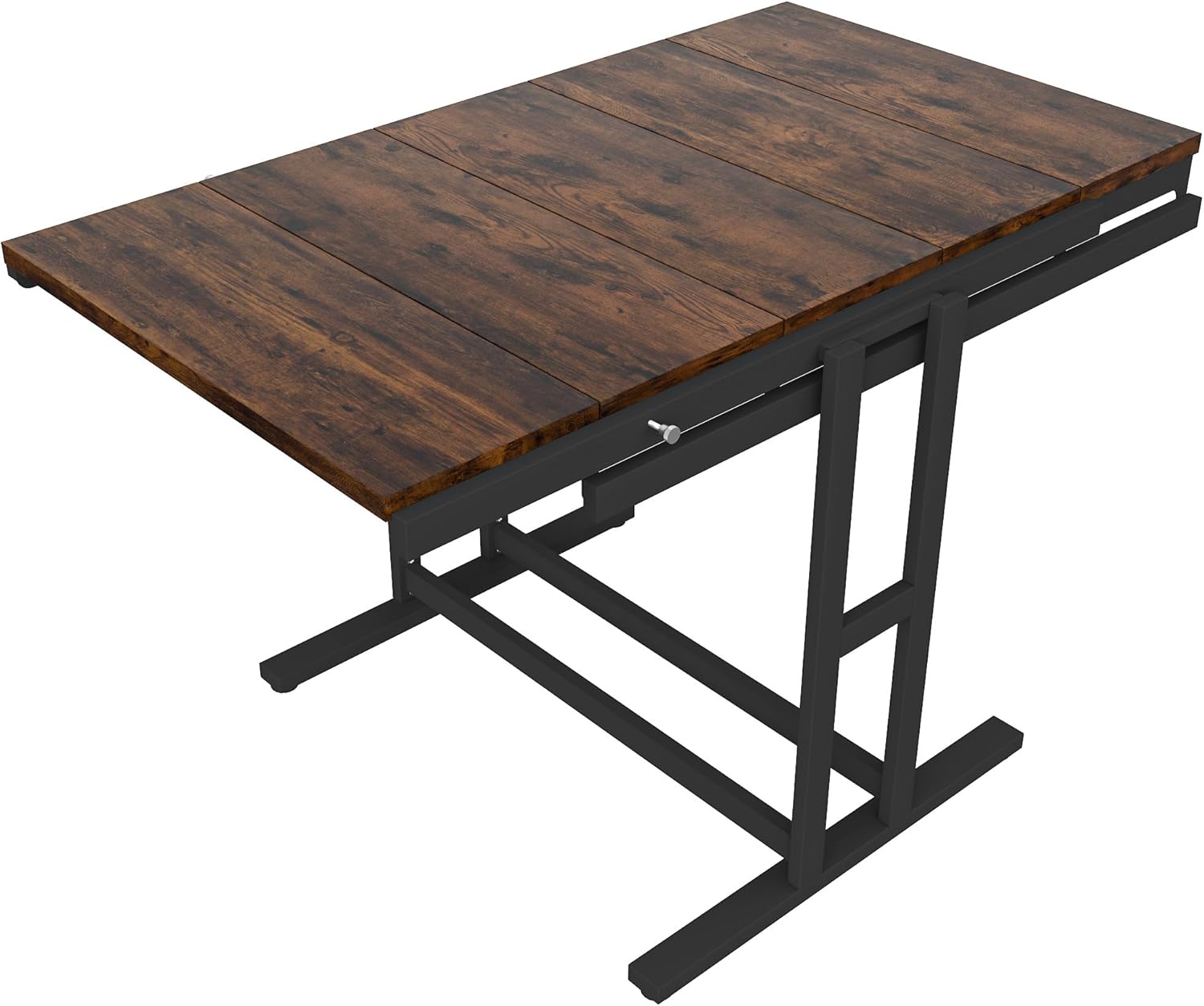 Convertible Dining Table, Multipurpose Mahogany Storage Shelf, 2 in 1 Bookshelf to Kitchen Table, Space Saving Transformer Shelf Table for Dining Room, Living Room (Rustic Brown, 47.2 Inch)